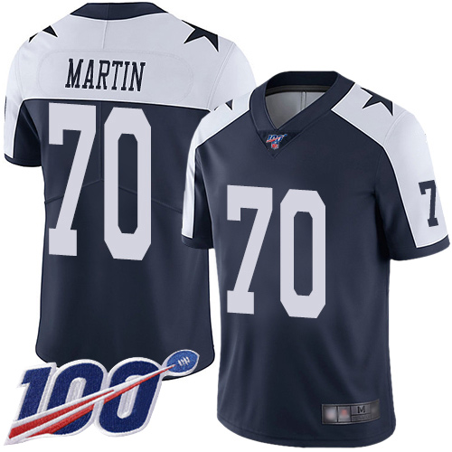 Men Dallas Cowboys Limited Navy Blue Zack Martin Alternate #70 100th Season Vapor Untouchable Throwback NFL Jersey